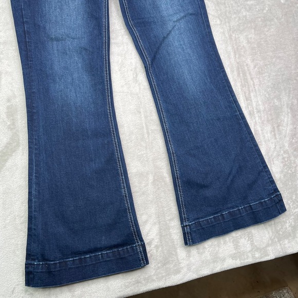 Rock & Roll Denim Jeans Womens 29x32 Blue High Rise Trouser Flared Button Fly - Picture 3 of 14